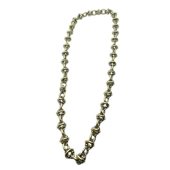 Chunky Chain Necklace Gold Tone Silver 28 Inch Length - Picture 4 of 4